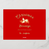 ホリーとアイビーの赤いリボンのクリスマスカード 箔シーズンカード (裏面)