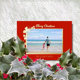 ホリーとアイビートリムフォイルホリデーカード 箔シーズンカード