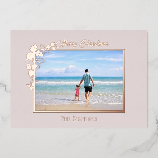 ホリーとアイビーニュートラルフォイルホリデーカード 箔シーズンカード (正面)