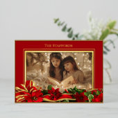 ホリーとアイビーフォイルホリデーカード 箔シーズンカード (立ち正面)