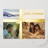 ホリーとイヴィ ゴールド リボン フォイル ホリデー カード (正面)