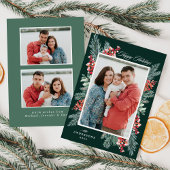 ホリーとエバーグリーンのハッピーホリデー3写真 シーズンカード