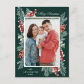 ホリーとエバーグリーンのメリークリスマスフォト シーズンポストカード (正面)