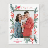 ホリーとエバーグリーンのメリークリスマスフォト シーズンポストカード (正面)