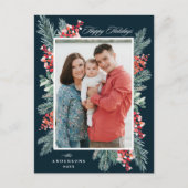 ホリーとエバーグリーン海軍ハッピーホリデーズ写真 シーズンポストカード (正面)
