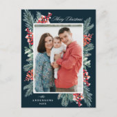 ホリーとエバーグリーン海軍メリークリスマスフォト シーズンポストカード (正面)