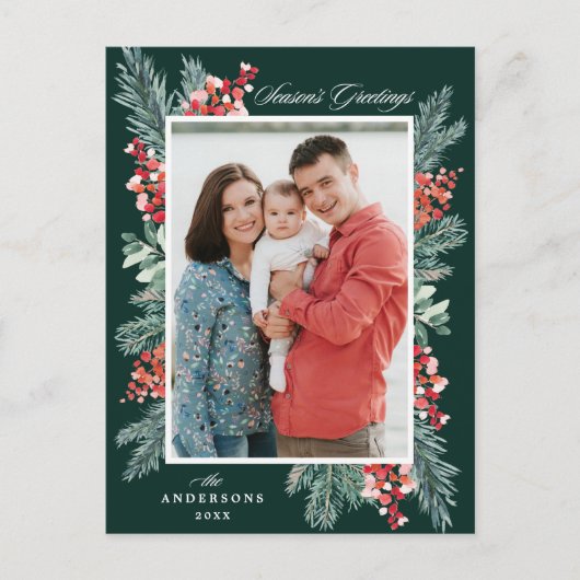 ホリーとエヴァグリーンシーズンの挨拶の写真 シーズンポストカード (正面)
