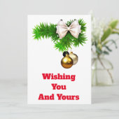 ホリーとオーナメントのクリスマスカード 招待状 (スタンド正面)