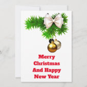 ホリーとオーナメントのクリスマスカード 招待状 (裏面)