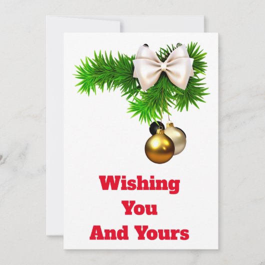 ホリーとオーナメントクリスマスカード 招待状 (正面)