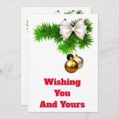 ホリーとオーナメントクリスマスカード 招待状 (正面/裏面)