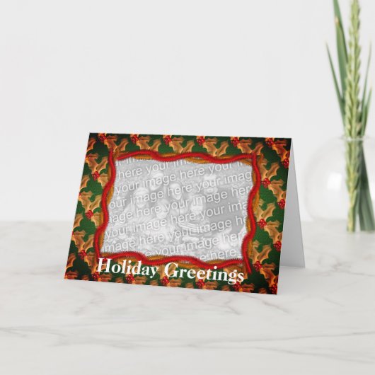 ホリーとガーランドのクリスマスホリディフォトカード シーズンカード (正面)