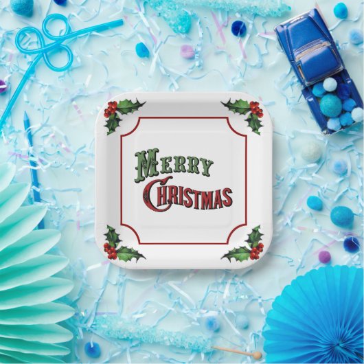 ホリーとクリスマス ペーパープレート (パーティー)
