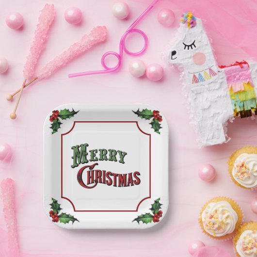 ホリーとクリスマス ペーパープレート (パーティー)