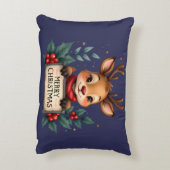 ホリーとサインが入ったかわいいクリスマストナカイ アクセントクッション (裏面(縦))