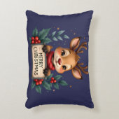 ホリーとサインが入ったかわいいクリスマストナカイ アクセントクッション (正面(垂直))