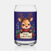 ホリーとサインが入ったかわいいクリスマストナカイ ガラス缶 (正面)
