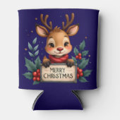 ホリーとサインが入ったかわいいクリスマストナカイ 缶クーラー (正面)