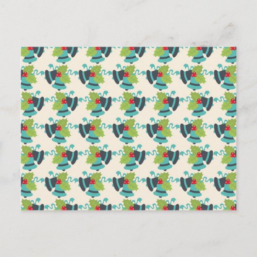 ホリーとジンルベルレトロクリスマスパターン シーズンポストカード (正面)