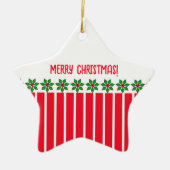 ホリーとストライプ セラミックオーナメント (正面)