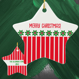 ホリーとストライプ セラミックオーナメント