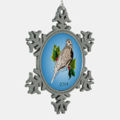 ホリーとツタの平和な鳩 スノーフレークピューターオーナメント (左)