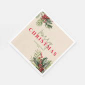 ホリーとパインのベージュクリスマスパーティー スタンダードランチョンナプキン (角)