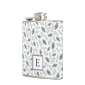 ホリーとパインのモノグラムのクリスマス フラスク (左)