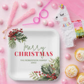 ホリーとパインの白いクリスマスパーティー ペーパープレート (パーティー)