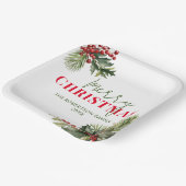 ホリーとパインの白いクリスマスパーティー ペーパープレート (傾斜あり)