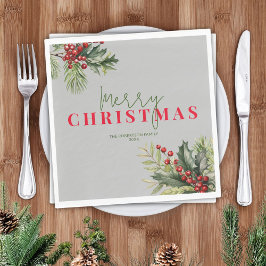 ホリーとパインオングレークリスマスパーティー スタンダードランチョンナプキン