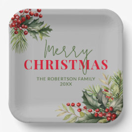 ホリーとパインオングレークリスマスパーティー ペーパープレート