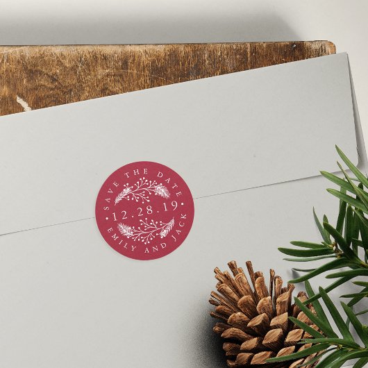 ホリーとパイン | Winter日付を保存 ラウンドシール