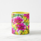 ホリーとピンクの花アートホリデーマグカップ マグカップ (中央)