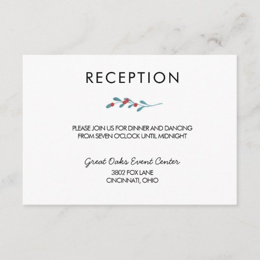 ホリーとベリーのウィンターウェディング レセプションカード エンクロージャーカード (正面)