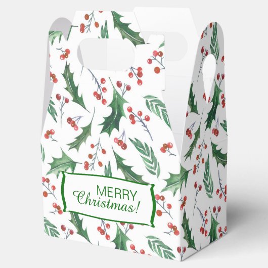 ホリーとベリーのクリスマスパターン フェイバーボックス (オープン)