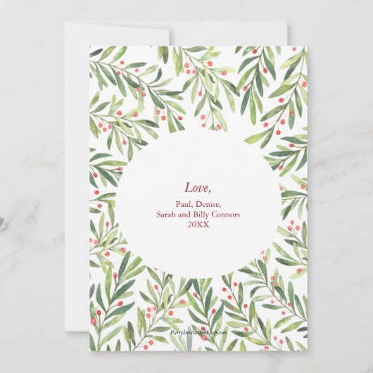 ホリーとベリーのクリスマスフォト シーズンカード (裏面)