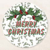 ホリーとベリーのクリスマス ラウンドペーパーコースター (正面)