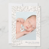 ホリーとベリーのクリームとセージ写真のクリスマス シーズンカード (正面)