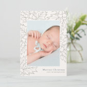 ホリーとベリーのクリームとセージ写真のクリスマス シーズンカード (スタンド正面)