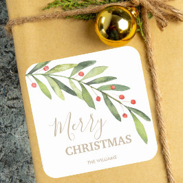 ホリーとベリーのホリデー クリスマス スクエアシール