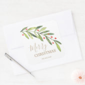 ホリーとベリーのホリデー クリスマス スクエアシール (封筒)