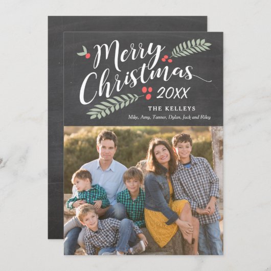 ホリーとベリーのメリークリスマスホリデーフォト シーズンカード (正面/裏面)
