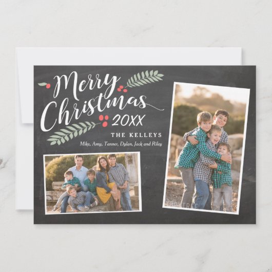 ホリーとベリーのメリークリスマス2枚の写真 シーズンカード (正面)