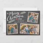 ホリーとベリーのメリークリスマス3枚の写真 シーズンカード (正面)