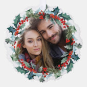 ホリーとベリーのリース結婚したと写メリー真 オーナメントカード (正面)