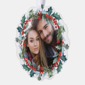 ホリーとベリーのリース結婚したと写メリー真 オーナメントカード (左)