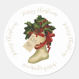 ホリーとベリーのヴィンテージクリスマスストッキング ラウンドシール