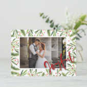 ホリーとベリーの喜びのクリスマスフォト シーズンカード (スタンド正面)