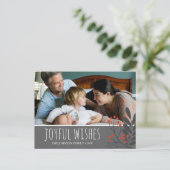 ホリーとベリーの喜びの願いクリスマスの写真 シーズンポストカード (スタンド正面)